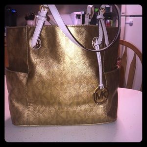 Michael Kors gold tote purse!